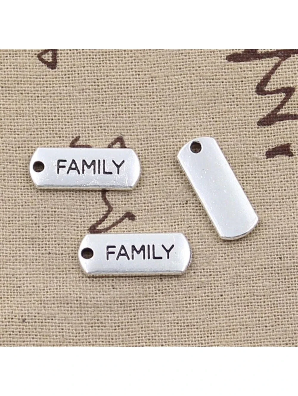 Inspirational Family Message Word Charms Pendants Silver Tone Metal 5 pcs